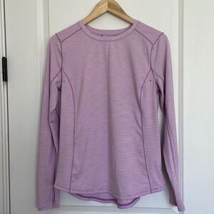 Duluth Trading Co. Women’s Striped Athletic Shirt Lavender/White S